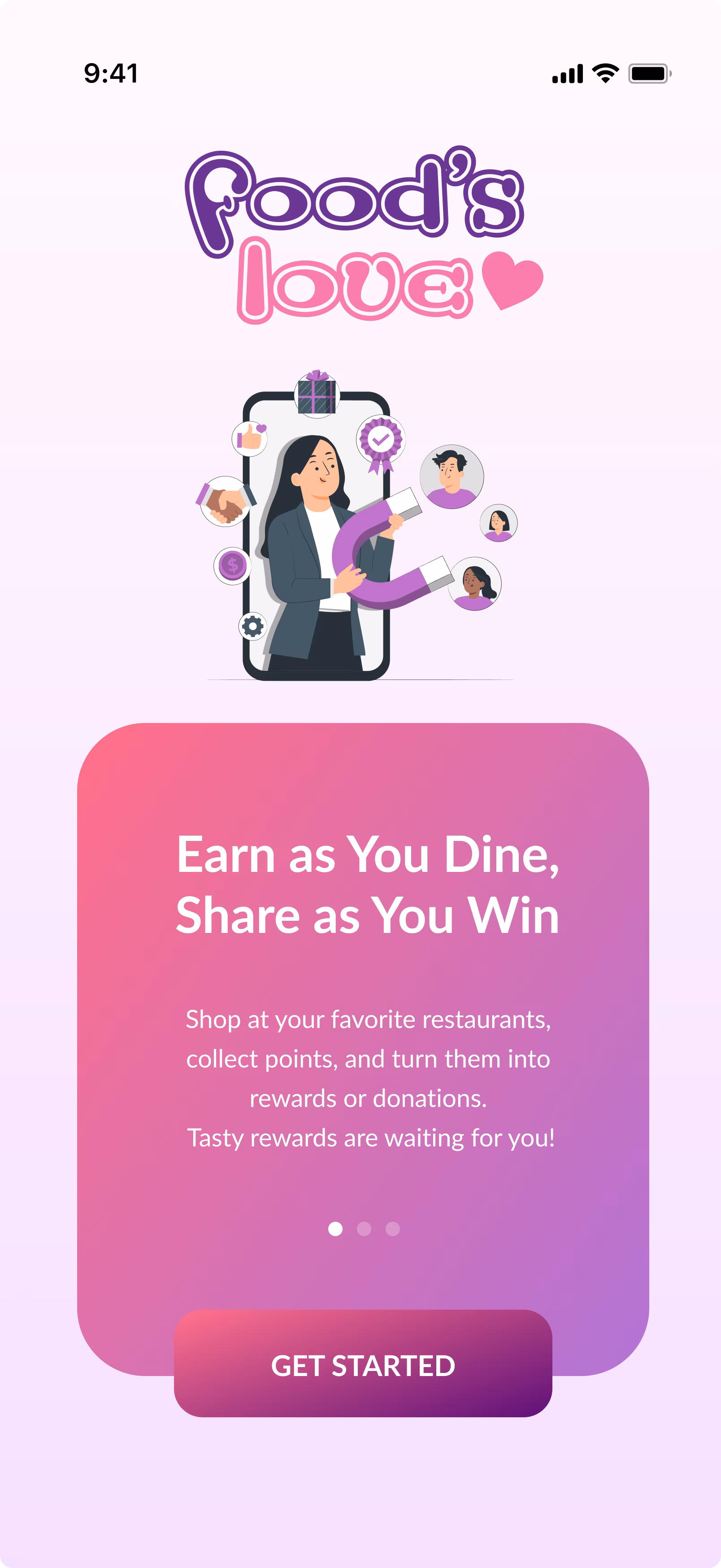 Foods Love get started screen variation 1